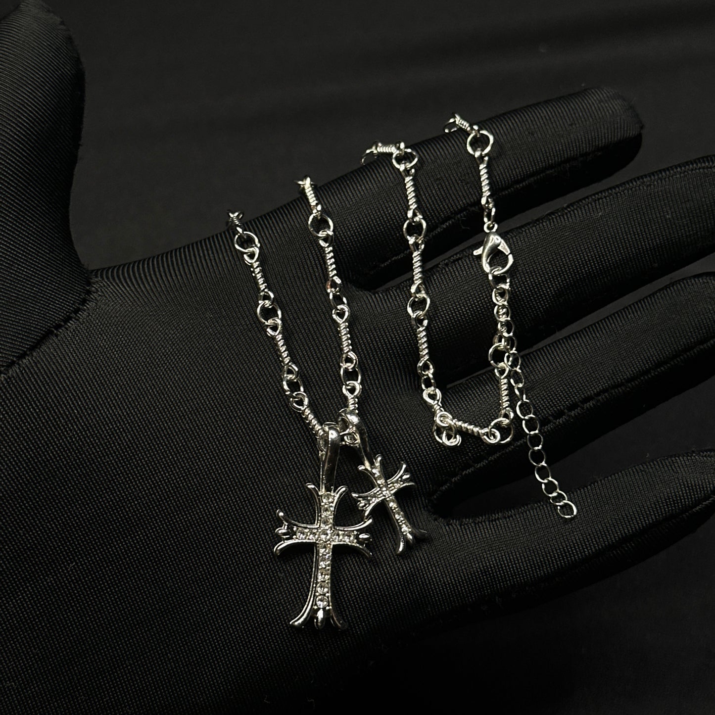 Chrome Stack Pave Pendant