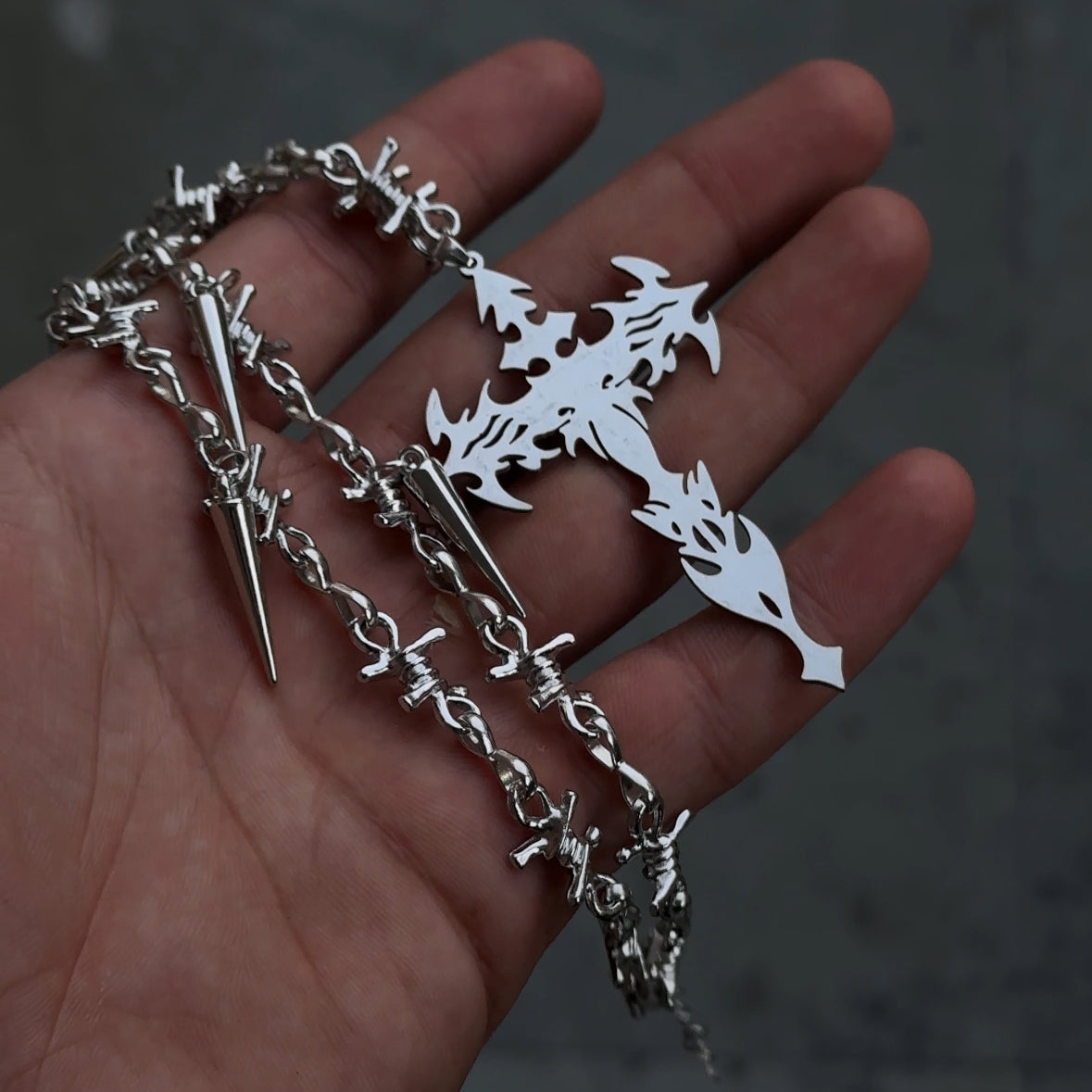 Chrome Spikecrux Necklace