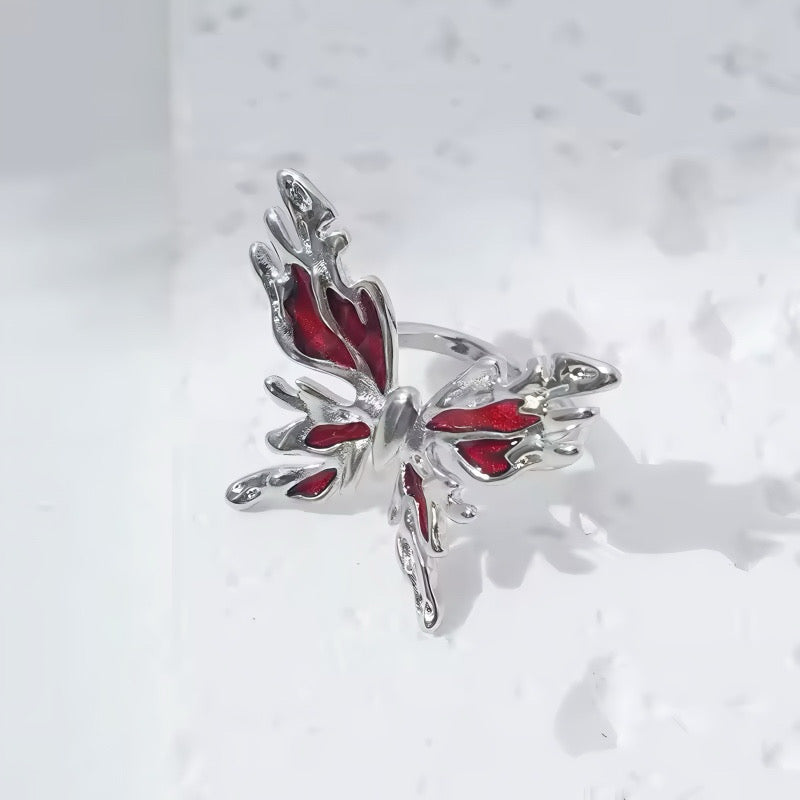 Molten Blood Butterfly Ring