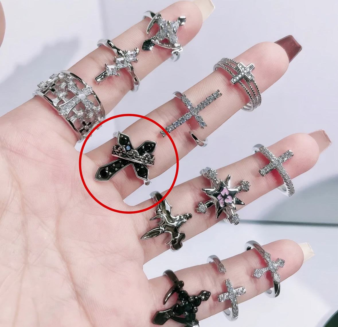 Black Ice Cross Ring