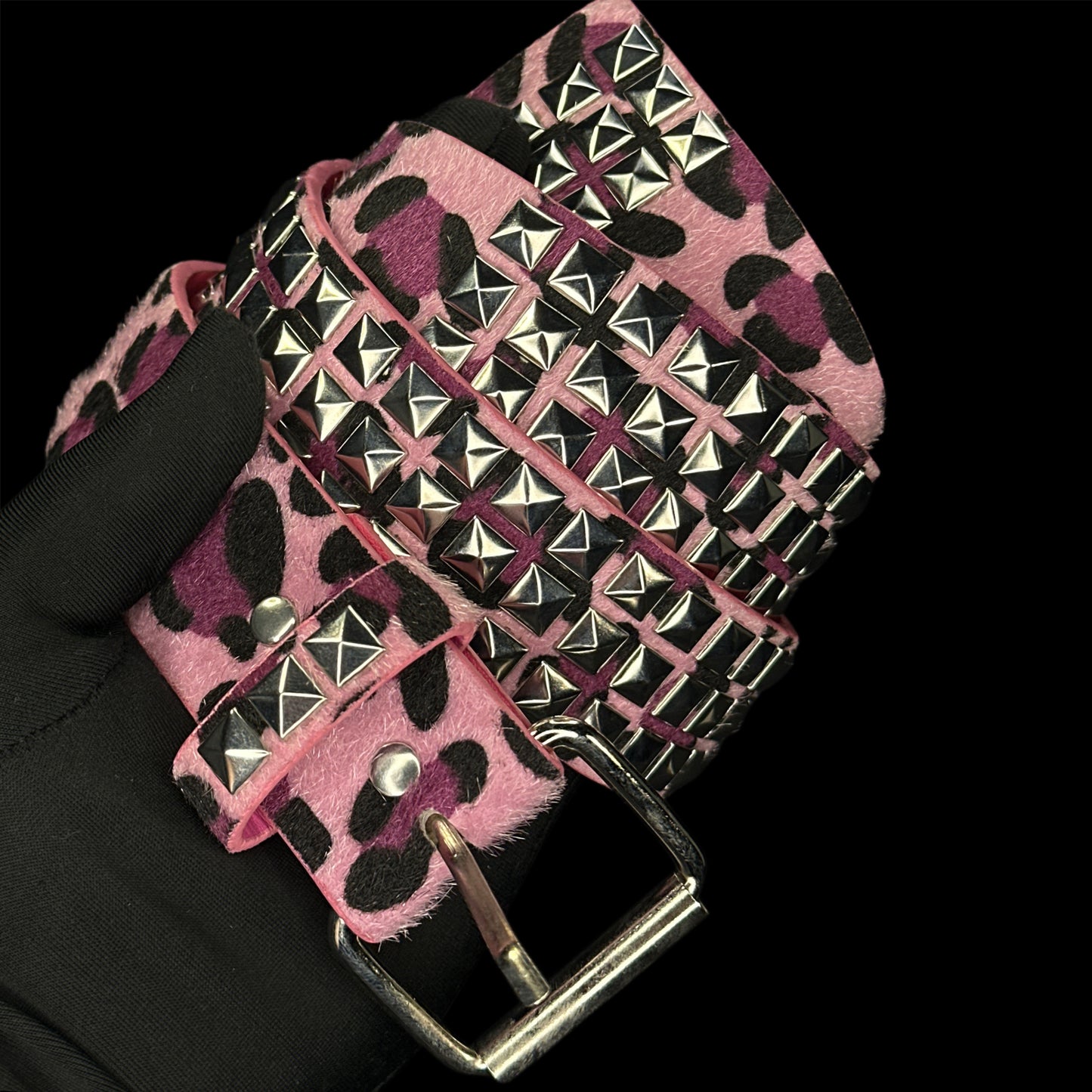Stud Vice Pink Leopard Belt
