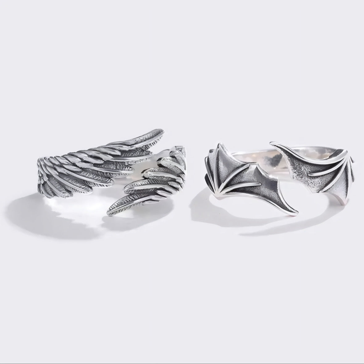 Angel & Devil Wings Ring Set