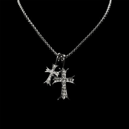 Chrome Double Cross Pendant