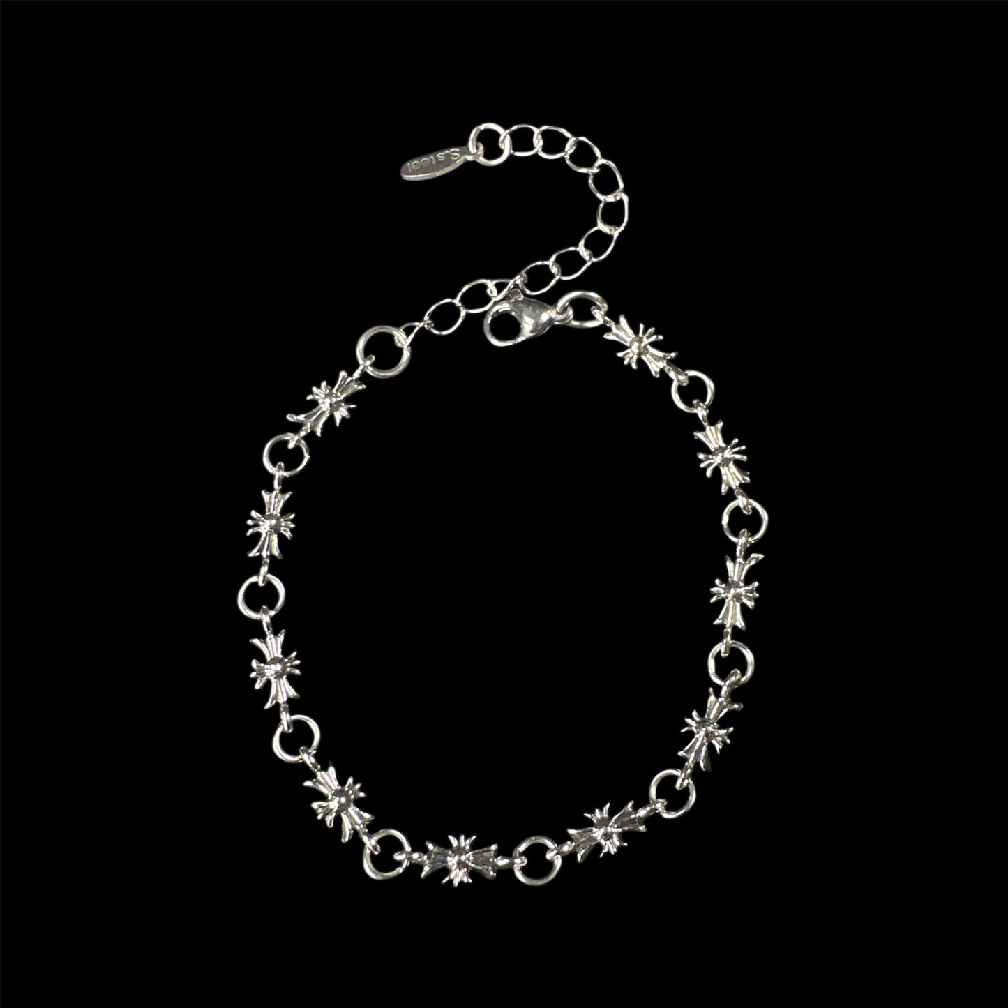 Chrome Tiny Cross Bracelet