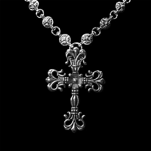 Chrome Filigree Rosary Necklace