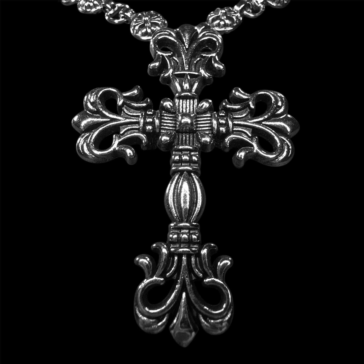 Chrome Filigree Rosary Necklace