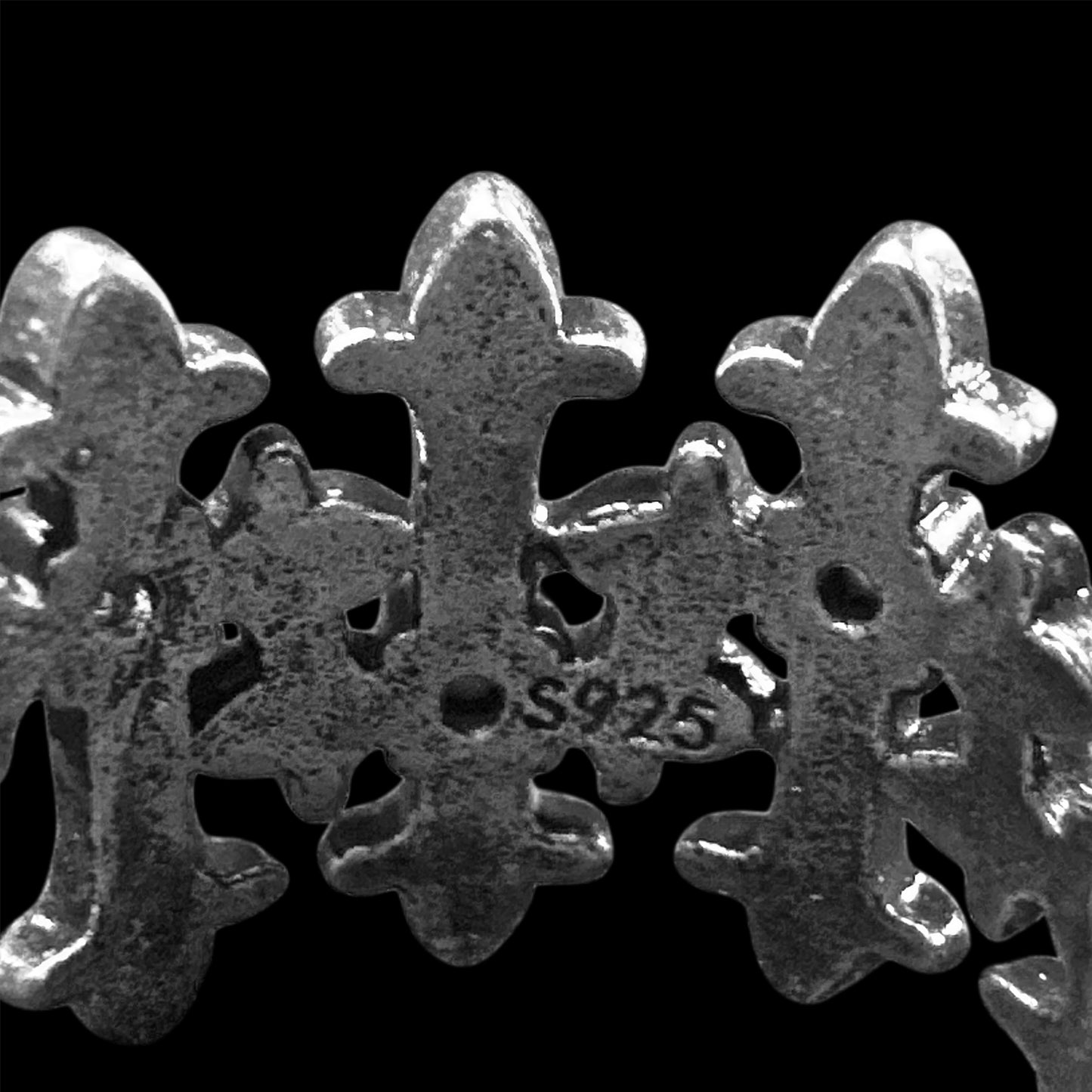 Chrome Cemetery Cross Ring