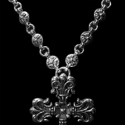 Chrome Filigree Rosary Necklace