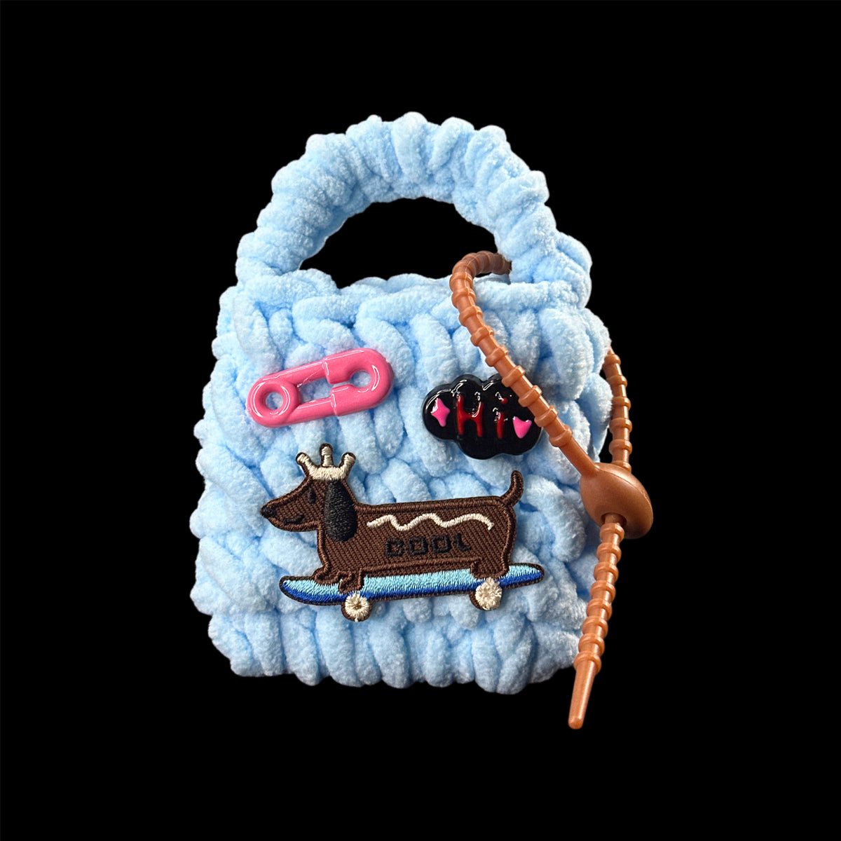 Cozy Pup Crochet Pouch (Baby Blue)