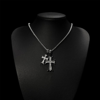 Chrome Double Cross Pendant