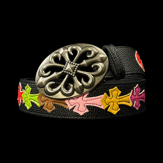 Chrome Floral Cross Belt
