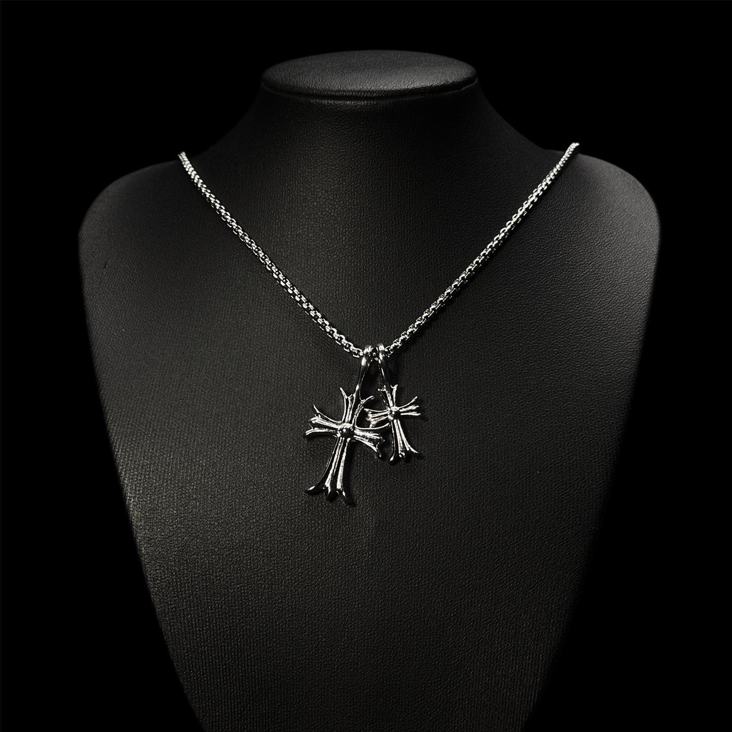 Chrome Double Cross Pendant