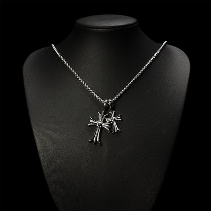 Chrome Double Cross Pendant
