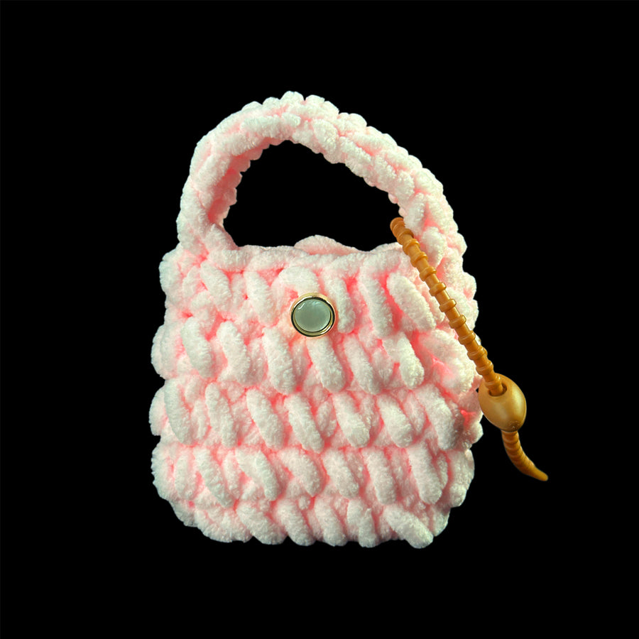 Cozy Pup Crochet Pouch (Light Pink)