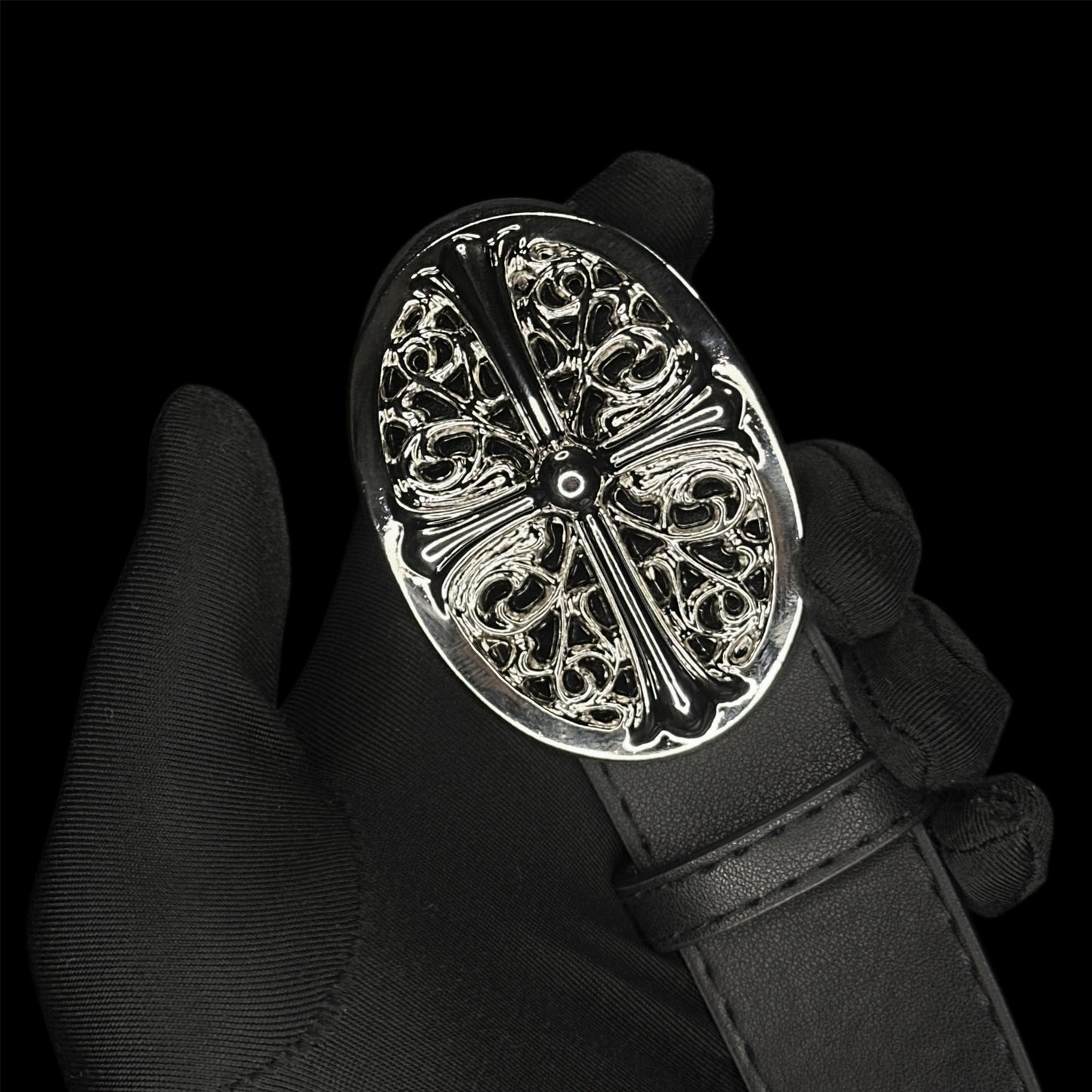 Chrome Oval Cross Belt