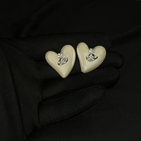Pearl Diamante Heart Earrings