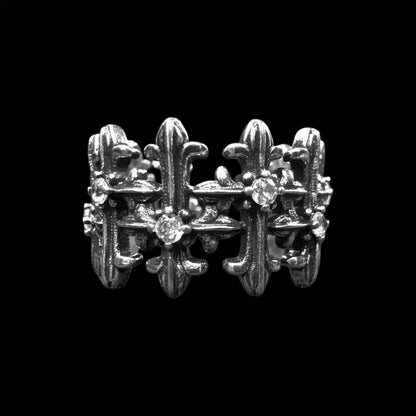 Chrome Cemetery Cross Ring