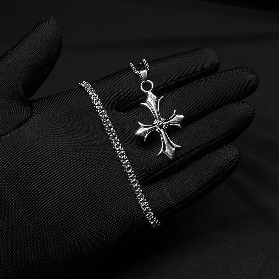 Chrome Vine Cross Pendant