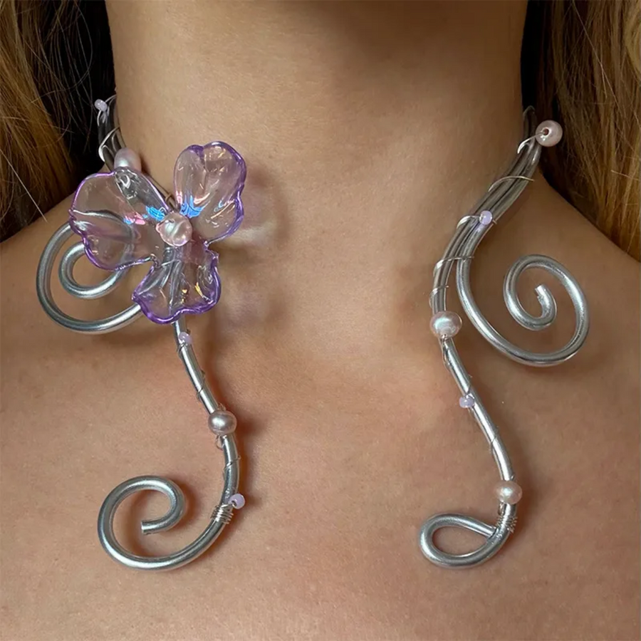 Glass Orchid Neck Cuff
