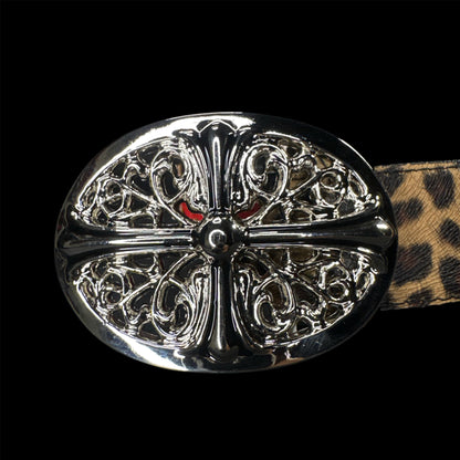 Chrome Oval Leopard Belt