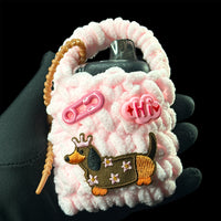 Cozy Pup Crochet Pouch (Light Pink)