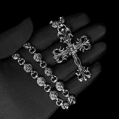 Chrome Filigree Rosary Necklace