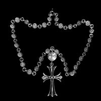 Chrome Big Cross Rosary Necklace
