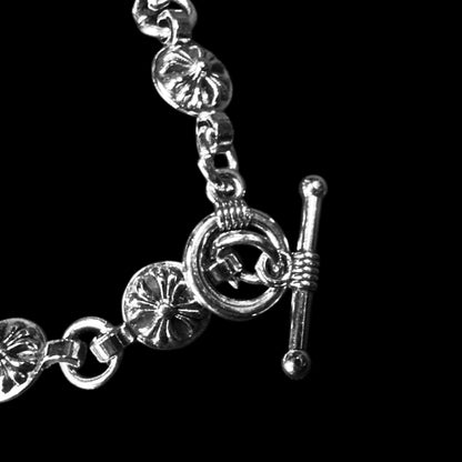 Chrome Big Cross Rosary Necklace