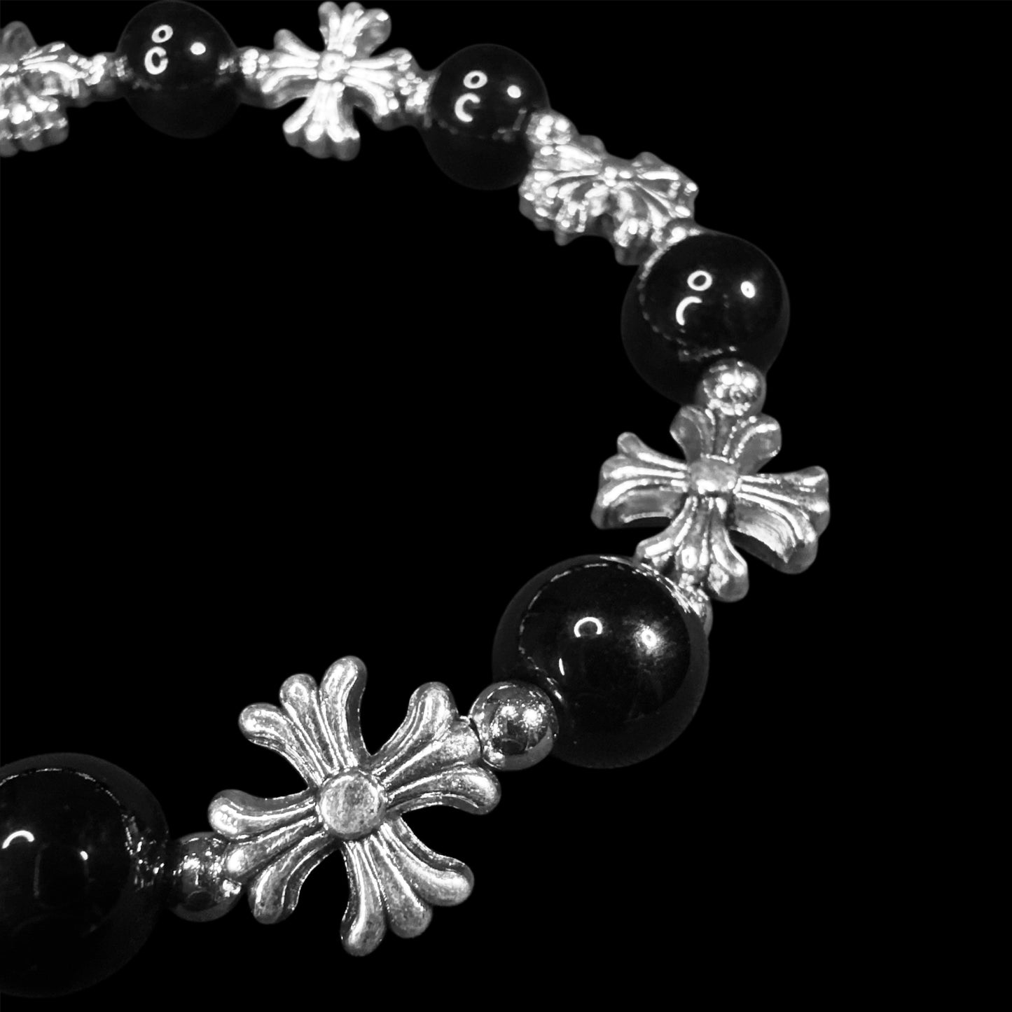 Chrome Rosary Bead Bracelet