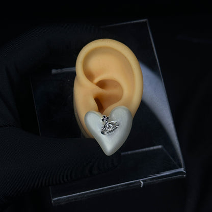 Pearl Diamante Heart Earrings