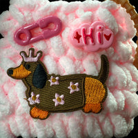Cozy Pup Crochet Pouch (Light Pink)