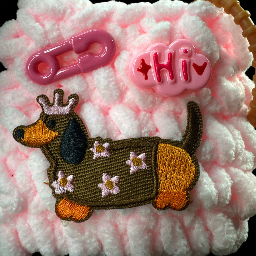 Cozy Pup Crochet Pouch (Light Pink)