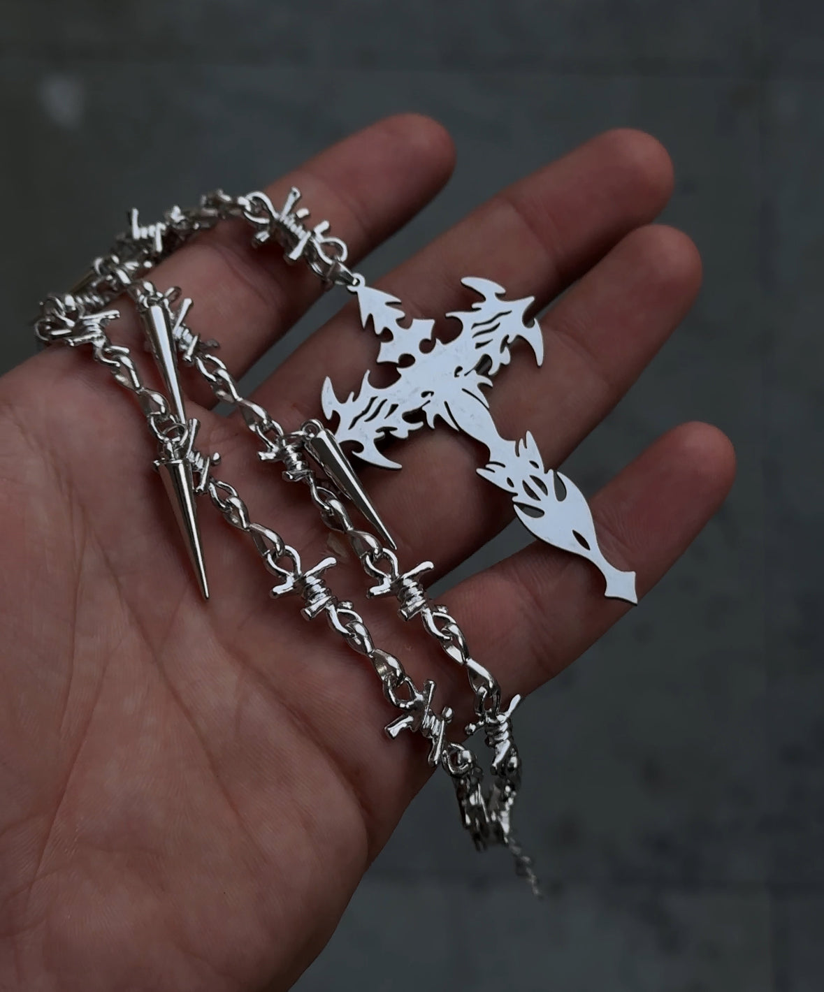 Chrome Spikecrux Necklace