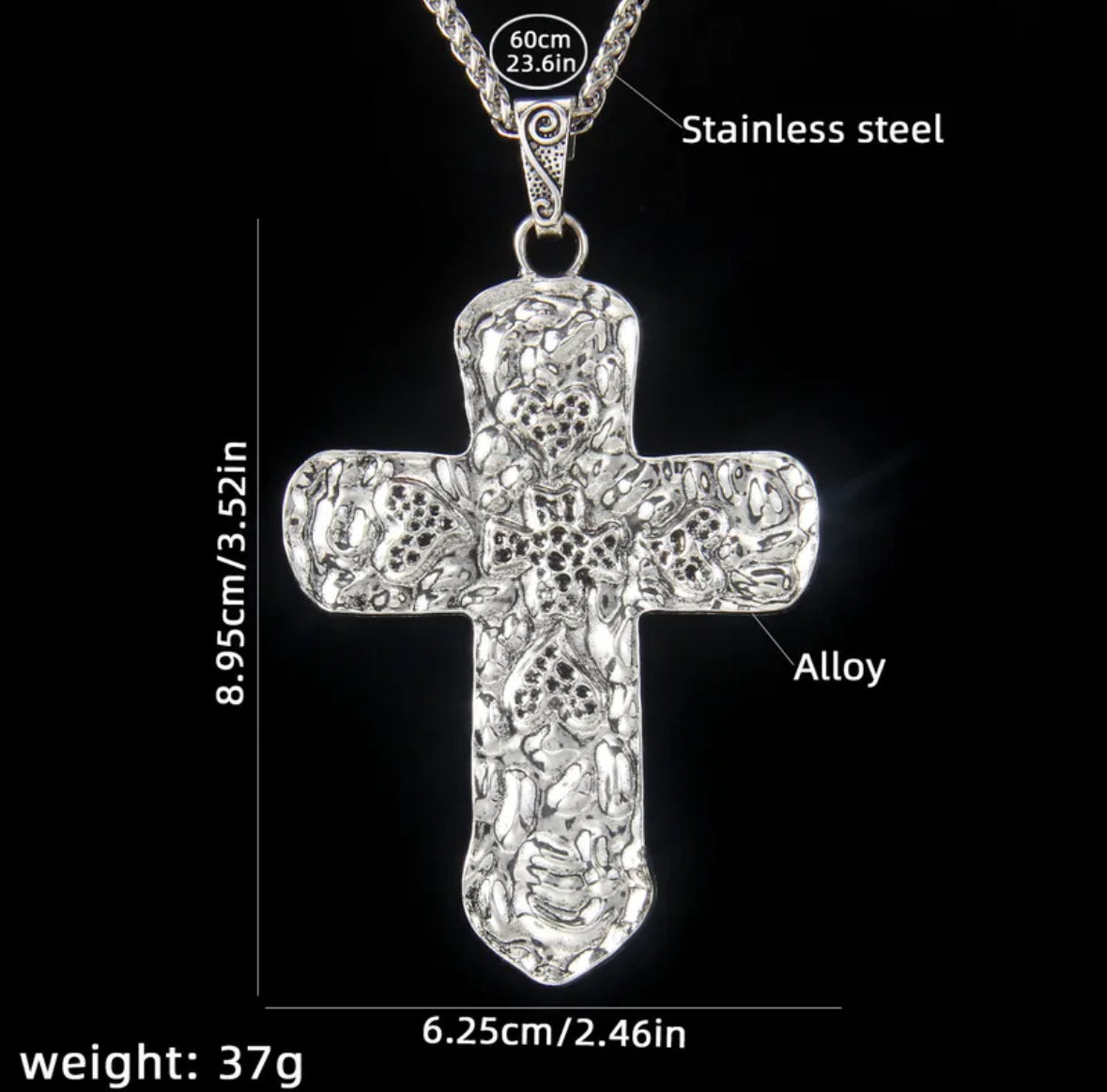 Chrome Faith Cross Pendant