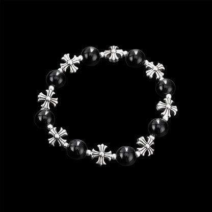 Chrome Rosary Bead Bracelet