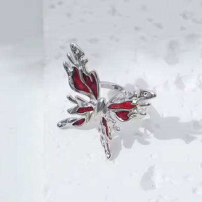 Molten Blood Butterfly Ring
