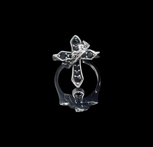 Black Ice Cross Ring