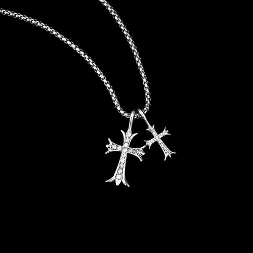 Chrome Double Cross Pendant