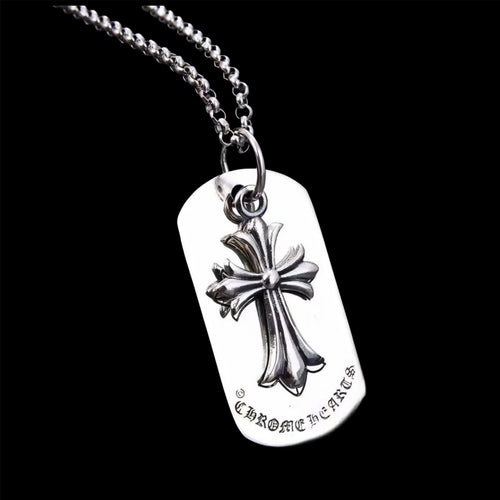 Chrome Cross Tag Pendant