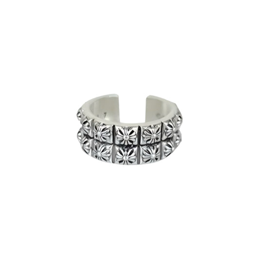 Chrome Double Cross Ring