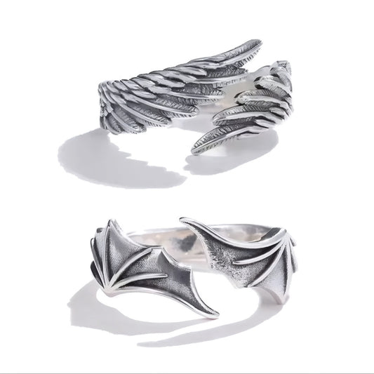 Angel & Devil Wings Ring Set