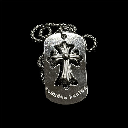 Chrome Cross Tag Pendant
