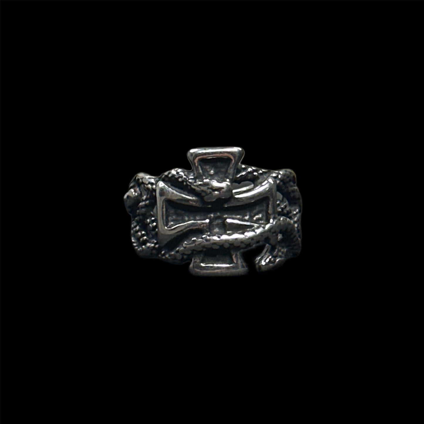 Cross snake ring