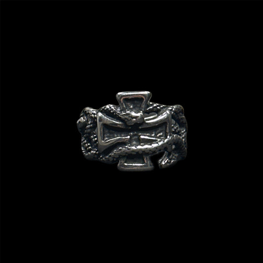 Cross snake ring