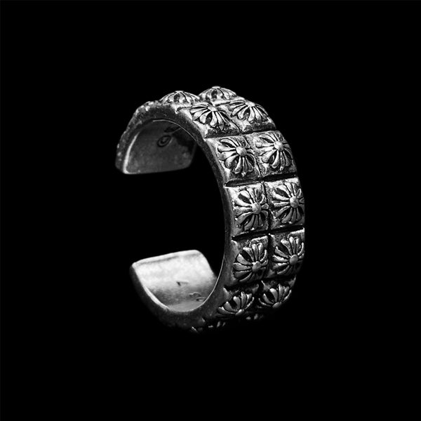 Chrome Double Cross Ring