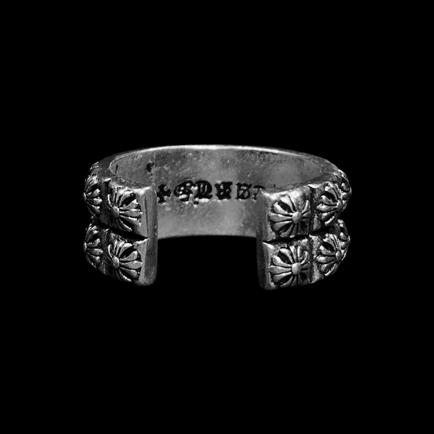 Chrome Double Cross Ring