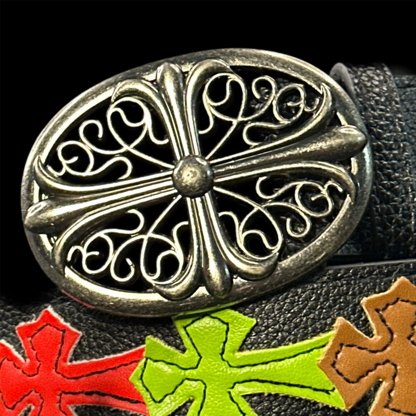 Chrome Vintage Oval Belt