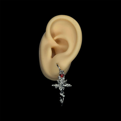 Molten Rose Cross Earrings