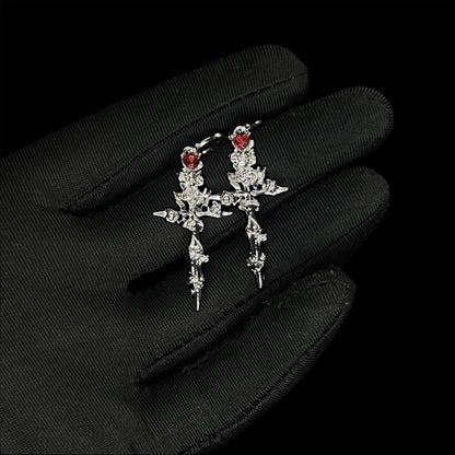 Molten Rose Cross Earrings