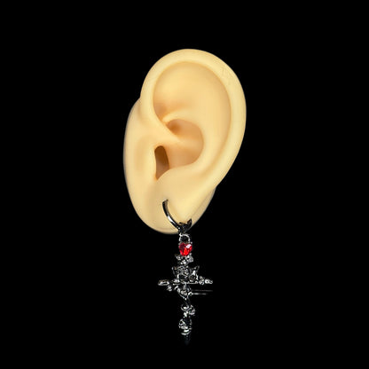 Molten Rose Cross Earrings